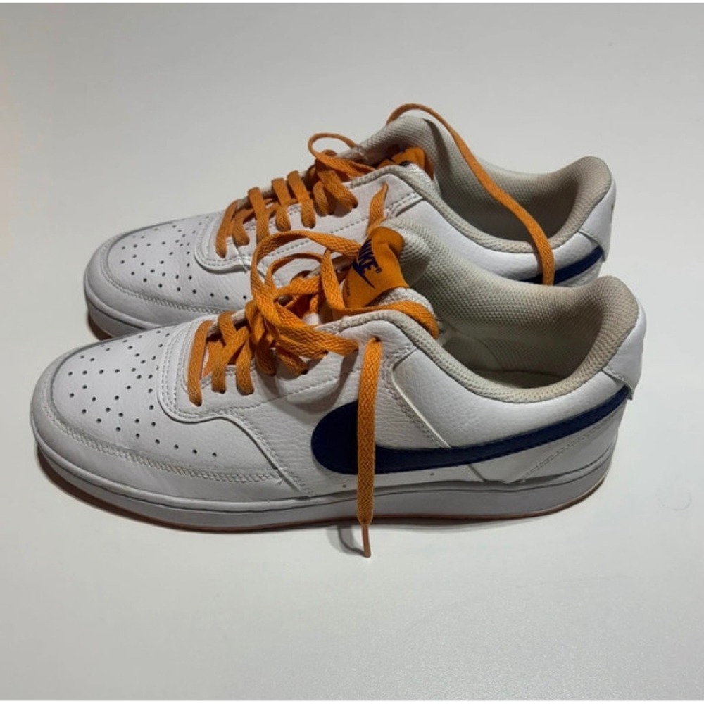 Nike Mens Court Vision Low White Navy Orange Sneakers Size 8.5